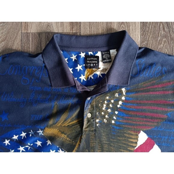 American Flag Eagle Polo T-Shirt Mens XXL USA Constitution Graphic Vintage - Picture 3 of 10